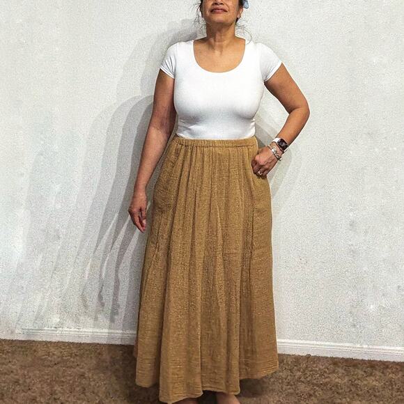 Xirena Brown Peasant Maxi Skirt Sz L - Picture 1 of 13